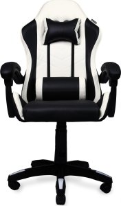 Fotel gamingowy krzesło obrotowe z podnóżkiem ekoskóra czarno-biały 5
