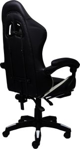 Fotel gamingowy krzesło obrotowe z podnóżkiem ekoskóra czarno-biały 7