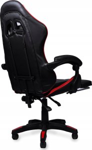 Fotel gamingowy krzesło obrotowe z podnóżkiem ekoskóra czarno-czerwony 10