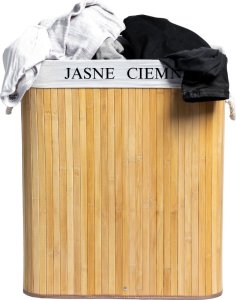Kosz na pranie Bauerkraft Bambusowy kosz pojemnik brudownik na pranie bieliznę 2 komory 100l 8