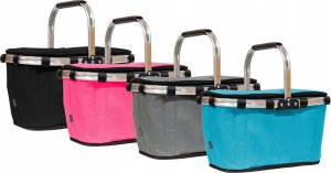 SKŁADANY KOSZYK TERMICZNY PIKNIKOWY NA ZAKUPY PLAŻĘ Z 1 UCHWYTEM - WODOODPORNY, CZARNY 2