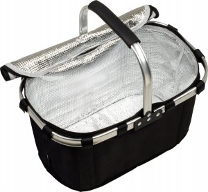 SKŁADANY KOSZYK TERMICZNY PIKNIKOWY NA ZAKUPY PLAŻĘ Z 1 UCHWYTEM - WODOODPORNY, CZARNY 10