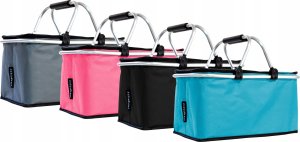 SKŁADANY KOSZYK TERMICZNY PIKNIKOWY NA ZAKUPY PLAŻĘ Z 2 UCHWYTAMI - WODOODPORNY, CZARNY 10