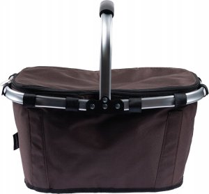 SKŁADANY KOSZYK TERMICZNY PIKNIKOWY NA ZAKUPY, PLAŻĘ Z 1 UCHWYTEM - WODOODPORNY, BRĄZOWY 4
