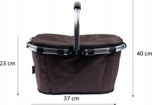 SKŁADANY KOSZYK TERMICZNY PIKNIKOWY NA ZAKUPY, PLAŻĘ Z 1 UCHWYTEM - WODOODPORNY, BRĄZOWY 7