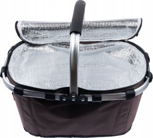 SKŁADANY KOSZYK TERMICZNY PIKNIKOWY NA ZAKUPY, PLAŻĘ Z 1 UCHWYTEM - WODOODPORNY, BRĄZOWY 8