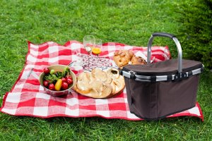 SKŁADANY KOSZYK TERMICZNY PIKNIKOWY NA ZAKUPY, PLAŻĘ Z 1 UCHWYTEM - WODOODPORNY, BRĄZOWY 10