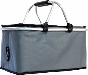SKŁADANY KOSZYK TERMICZNY PIKNIKOWY NA ZAKUPY PLAŻĘ Z 2 UCHWYTAMI - WODOODPORNY, SZARY 2