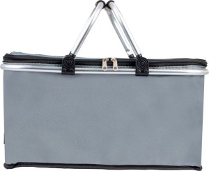 SKŁADANY KOSZYK TERMICZNY PIKNIKOWY NA ZAKUPY PLAŻĘ Z 2 UCHWYTAMI - WODOODPORNY, SZARY 4