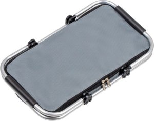 SKŁADANY KOSZYK TERMICZNY PIKNIKOWY NA ZAKUPY PLAŻĘ Z 2 UCHWYTAMI - WODOODPORNY, SZARY 5