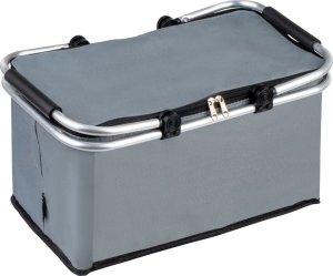 SKŁADANY KOSZYK TERMICZNY PIKNIKOWY NA ZAKUPY PLAŻĘ Z 2 UCHWYTAMI - WODOODPORNY, SZARY 9