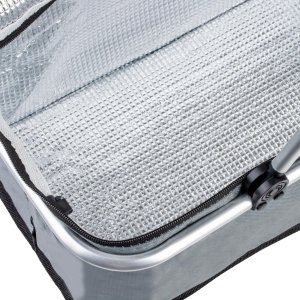 SKŁADANY KOSZYK TERMICZNY PIKNIKOWY NA ZAKUPY PLAŻĘ Z 2 UCHWYTAMI - WODOODPORNY, SZARY 10