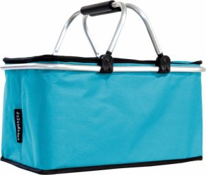 SKŁADANY KOSZYK TERMICZNY PIKNIKOWY NA ZAKUPY PLAŻĘ Z 2 UCHWYTAMI - WODOODPORNY, TURKUSOWY 2