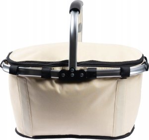 SKŁADANY KOSZYK TERMICZNY PIKNIKOWY NA ZAKUPY, PLAŻĘ Z 1 UCHWYTEM - WODOODPORNY, BEŻOWY 4