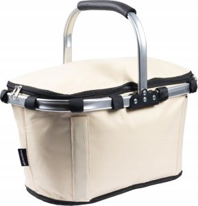 SKŁADANY KOSZYK TERMICZNY PIKNIKOWY NA ZAKUPY, PLAŻĘ Z 1 UCHWYTEM - WODOODPORNY, BEŻOWY 5