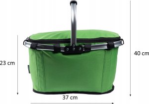 SKŁADANY KOSZYK TERMICZNY PIKNIKOWY NA ZAKUPY, PLAŻĘ Z 1 UCHWYTEM - WODOODPORNY, ZIELONY 8