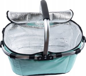SKŁADANY KOSZYK TERMICZNY PIKNIKOWY NA ZAKUPY, PLAŻĘ Z 1 UCHWYTEM - WODOODPORNY, MIĘTOWY 7