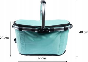 SKŁADANY KOSZYK TERMICZNY PIKNIKOWY NA ZAKUPY, PLAŻĘ Z 1 UCHWYTEM - WODOODPORNY, MIĘTOWY 8