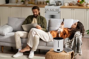 Nawilżacz powietrza filtr odkamieniający aromaterapia pilot timer podświetlenie Bauerkraft 7