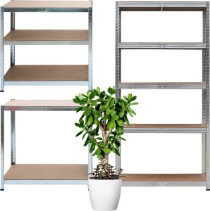 Regał magazynowy metalowy 2w1, 5 półek 150x75x30 cm 1