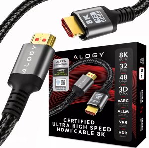 Kabel HDMI 2.1 Alogy 5m 4K 8K PREMIUM MIEDŹ ULTRA High Speed 60Hz 48GBps Czarny 1