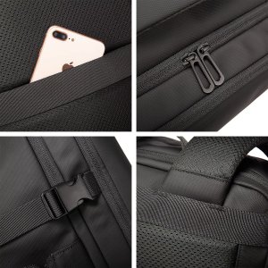 Plecak wodoodporny Bange na laptopa 17" miejski podróżny 47.5x31x26 cm rozszerzany do pracy samolotu męski damski Czarny 11