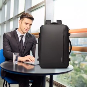Plecak wodoodporny Bange na laptopa 17" miejski podróżny 47.5x31x26 cm rozszerzany do pracy samolotu męski damski Czarny 2