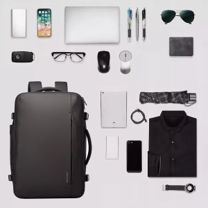 Plecak wodoodporny Bange na laptopa 17" miejski podróżny 47.5x31x26 cm rozszerzany do pracy samolotu męski damski Czarny 6