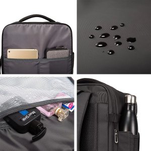 Plecak wodoodporny Bange na laptopa 17" miejski podróżny 47.5x31x26 cm rozszerzany do pracy samolotu męski damski Czarny 9