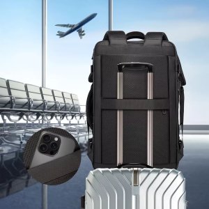 Plecak wodoodporny Bange na laptopa 17" miejski podróżny 47.5x31x26 cm rozszerzany do pracy samolotu męski damski Czarny 10