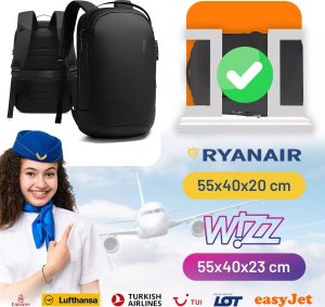 Plecak Antykradzieżowy wodoodporny Bange na laptopa 15.6" miejski podróżny 48x30x16 cm do pracy samolotu męski damski z gniazdem 3