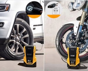 Kompresor samochodowy Feegar Kompresor Samochodowy 12V 230V SPRĘŻARKA POMPKA PRZENOŚNA do Kół LED 2