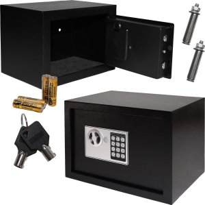 Sejf domowy z zamkiem elektronicznym na kluczyk lub kod 23x17x17 cm 1