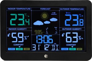 Bezprzewodowa stacja pogodowa termometr barometr zegar budzik prognoza 2