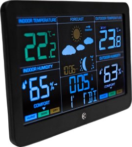 Bezprzewodowa stacja pogodowa termometr barometr zegar budzik prognoza 5