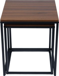 Nowoczesne stoliki kawowe kwadratowe zestaw 2w1 loft industrial ława stół stolik orzech włoski 4