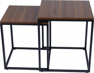 Nowoczesne stoliki kawowe kwadratowe zestaw 2w1 loft industrial ława stół stolik orzech włoski 5