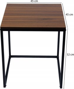 Nowoczesne stoliki kawowe kwadratowe zestaw 2w1 loft industrial ława stół stolik orzech włoski 6