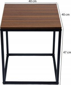 Nowoczesne stoliki kawowe kwadratowe zestaw 2w1 loft industrial ława stół stolik orzech włoski 7