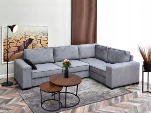 Bauerkraft Nowoczesne stoliki kawowe okrągłe zestaw 2w1 loft industrial ława stół stolik orzech włoski 11