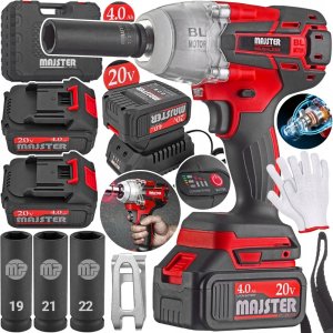 Klucz Udarowy Do Kół 1/2 Bezszczotkowy Mocny 2x Bateria 4Ah 750Nm 20V Aku 7