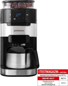 Ekspres przelewowy Gastroback Grind & Brew Pro Thermo, Drip coffee maker, 1 L, Coffee beans, Ground coffee, Built-in grinder, 850 W, Black, Stainless steel 2