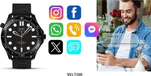 Smartwatch Giewont Smartwatch Veltori VT150-1 Czarny Pasek Silikonowy + Czarna Bransoleta 15