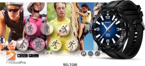 Smartwatch Giewont Smartwatch Veltori VT150-1 Czarny Pasek Silikonowy + Czarna Bransoleta 16