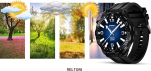 Smartwatch Giewont Smartwatch Veltori VT150-1 Czarny Pasek Silikonowy + Czarna Bransoleta 20