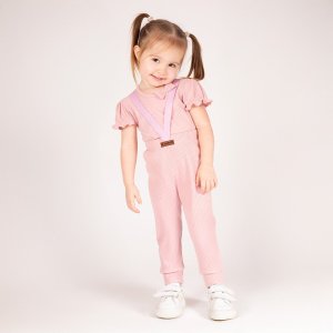 Spodnie na szelkach dla dziewczynki róż Nelly Nicol 104 2