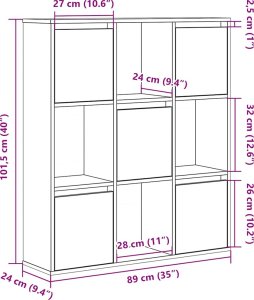 Regał, biały, 89x24x101,5 cm, materiał drewnopochodny 9