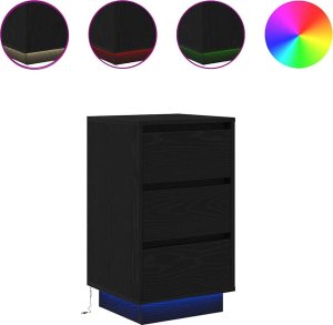 vidaXL Szafka nocna z oświetleniem LED Czarna 38x34x65 cm 2
