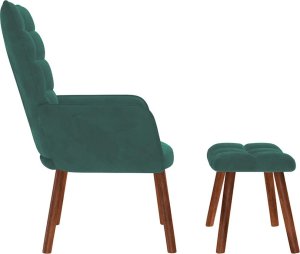 Fotel z podnóżkiem, ciemnozielony, obity aksamitem 7