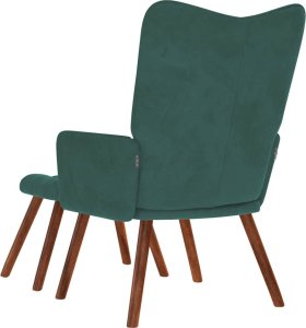 Fotel z podnóżkiem, ciemnozielony, obity aksamitem 8